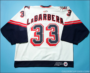 2000-2001 game worn Jason LaBarbera Hartford Wolf Pack jersey
