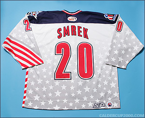 2001-2002 game worn Peter Smrek Hartford Wolf Pack jersey