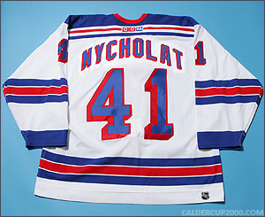 2004-2005 game worn Lawrence Nycholat Hartford Wolf Pack jersey