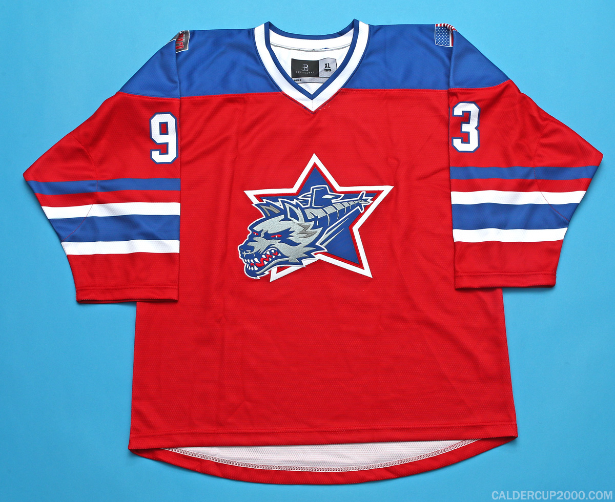 2024-2025 game worn Emmet Rutsch Hartford Jr. Wolf Pack jersey