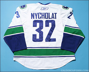 2008-2009 game worn Lawrence Nycholat Vancouver Canucks jersey