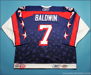 2009-2010 game worn Lee Baldwin Hartford Wolf Pack jersey