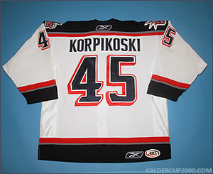 2005-2006 game worn Lauri Korpikoski Hartford Wolf Pack jersey