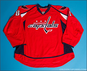 2008-2009 game worn Brett Leffler Washington Capitals jersey