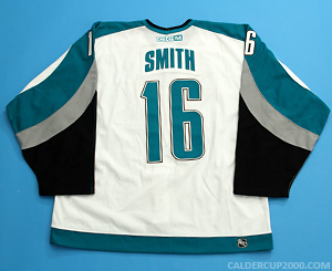 2001-2002 game worn Mark Smith San Jose Sharks jersey