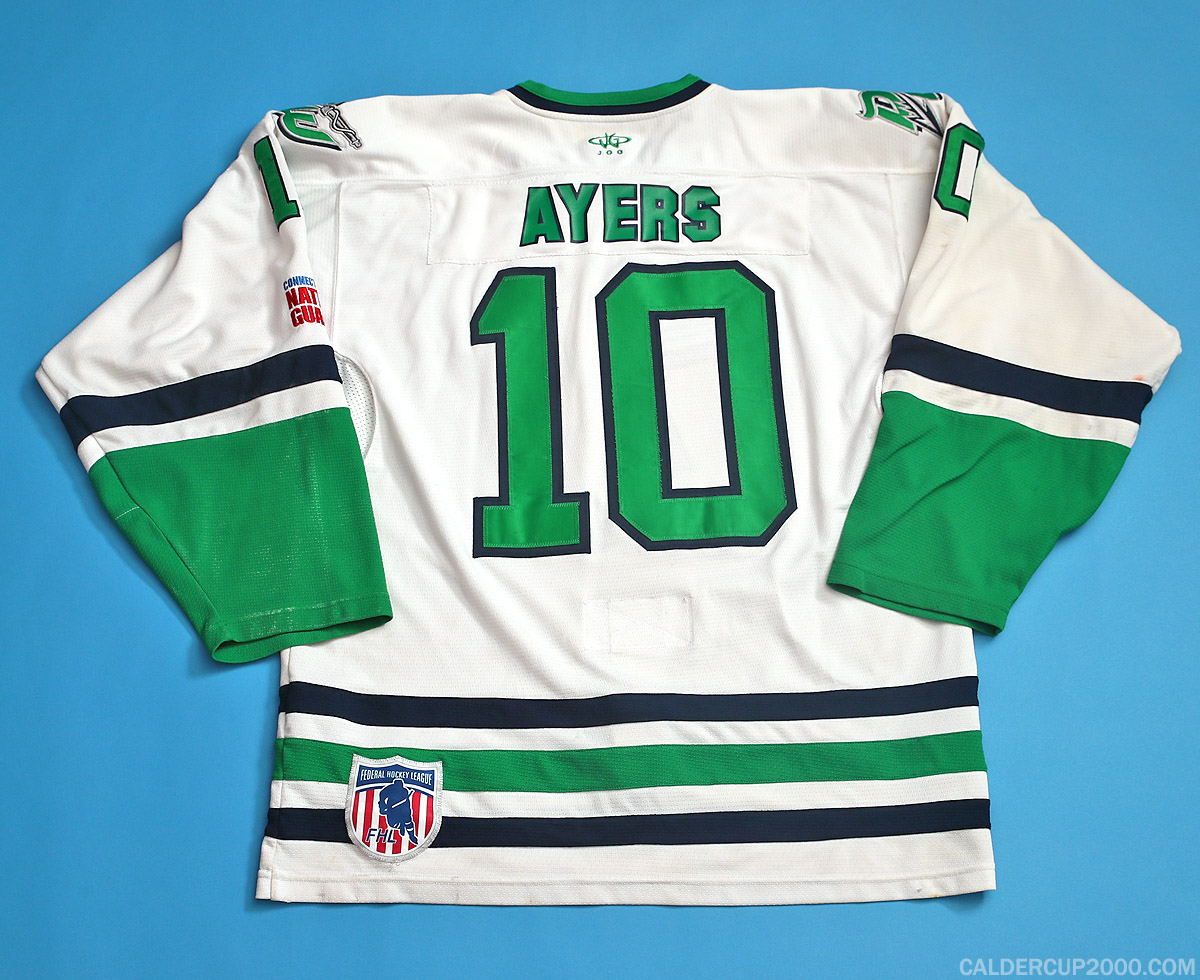 2013-2014 game worn Cody Ayers Danbury Whalers jersey