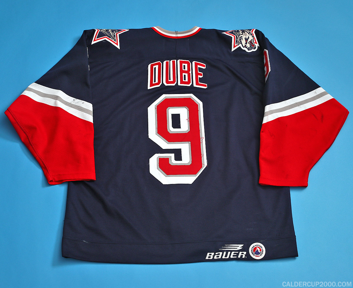 1997-1998 game worn Christian Dube Hartford Wolf Pack jersey