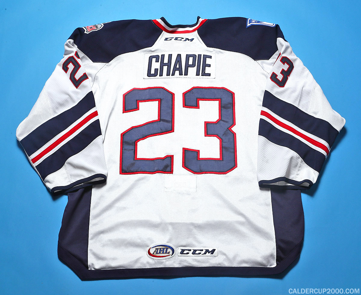2016-2017 game worn Adam Chapie Hartford Wolf Pack jersey