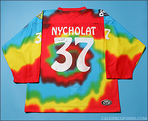 2000-2001 game worn Lawrence Nycholat Cleveland Lumberjacks jersey